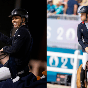 (Left) Kent Farrington (USA) and Toulayna - winners of the Longines FEI Jumping World Cup™ 2024/25 - Thermal (USA) ©FEI/Sara Shier (Right)Scott Brash (GBR) riding Jefferson for the Paris 2024 Olympic Games. Photo Credit: FEI/Benjamin Clark